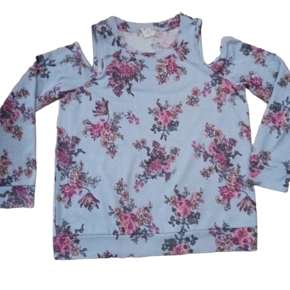 Pink Rose Keyhole Sleeved Floral Top - Picture 1 of 5